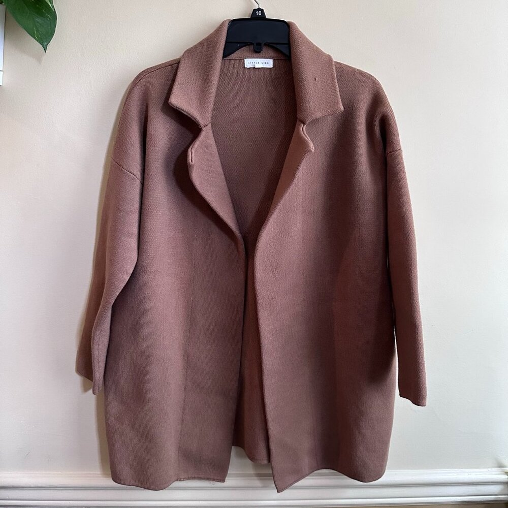 Little Lies Tan Camel Sweater Coat - Size Medium/Large